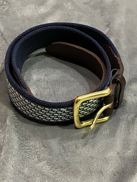 Vineyard Vines Other - Vineyard Vines Navy Woven Whale-Pattern Belt with Brass Buckle